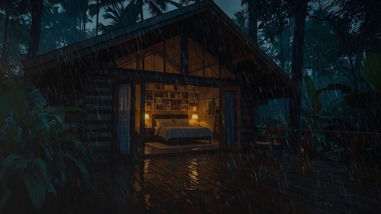 A Peaceful Night of Rain and Comforting Fireplace Crackles | Live