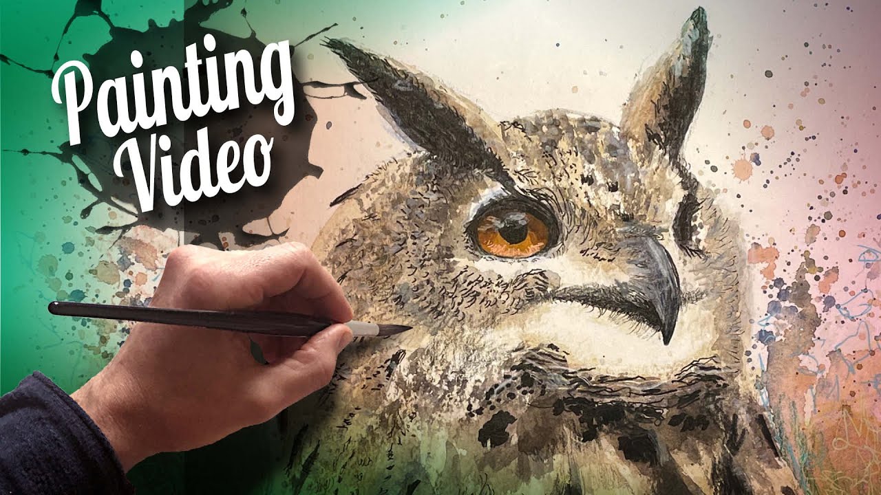 Painting Art owl 🦉 Eule malen - mit Aquarellfarbe, Marker & Aquarellstiften