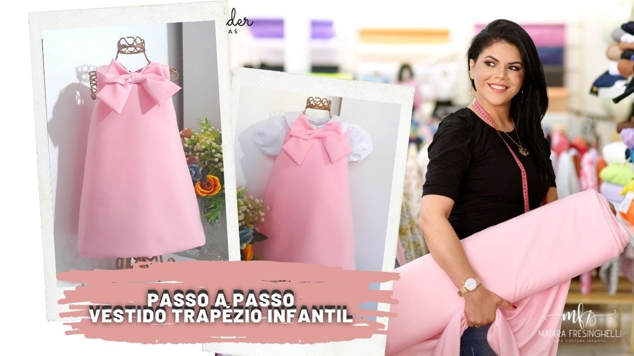 PASSO A PASSO VESTIDO TRAPÉZIO INFANTIL | Aprendendo a costurar vestido infantil