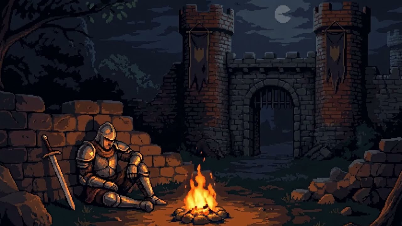 Medieval Campfire Ambience 🔥 Fantasy Music at a Ruined Castle | Fire Sounds for Relaxing, Sleep, D&D
