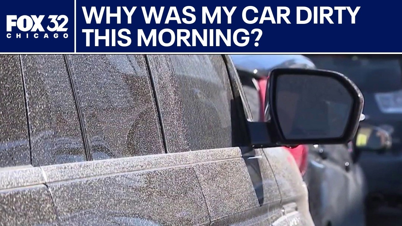 Wind-driven ash and rain blankets Chicago cars