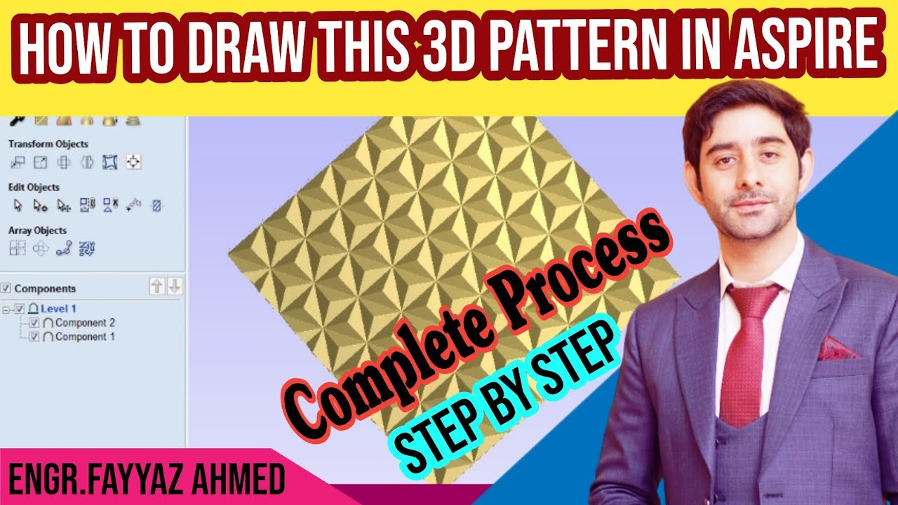How to Draw 3D Pattern Design in Aspire || 3D WALL DECOR PATTERN MAKING TUTORIAL IN ASPIRE