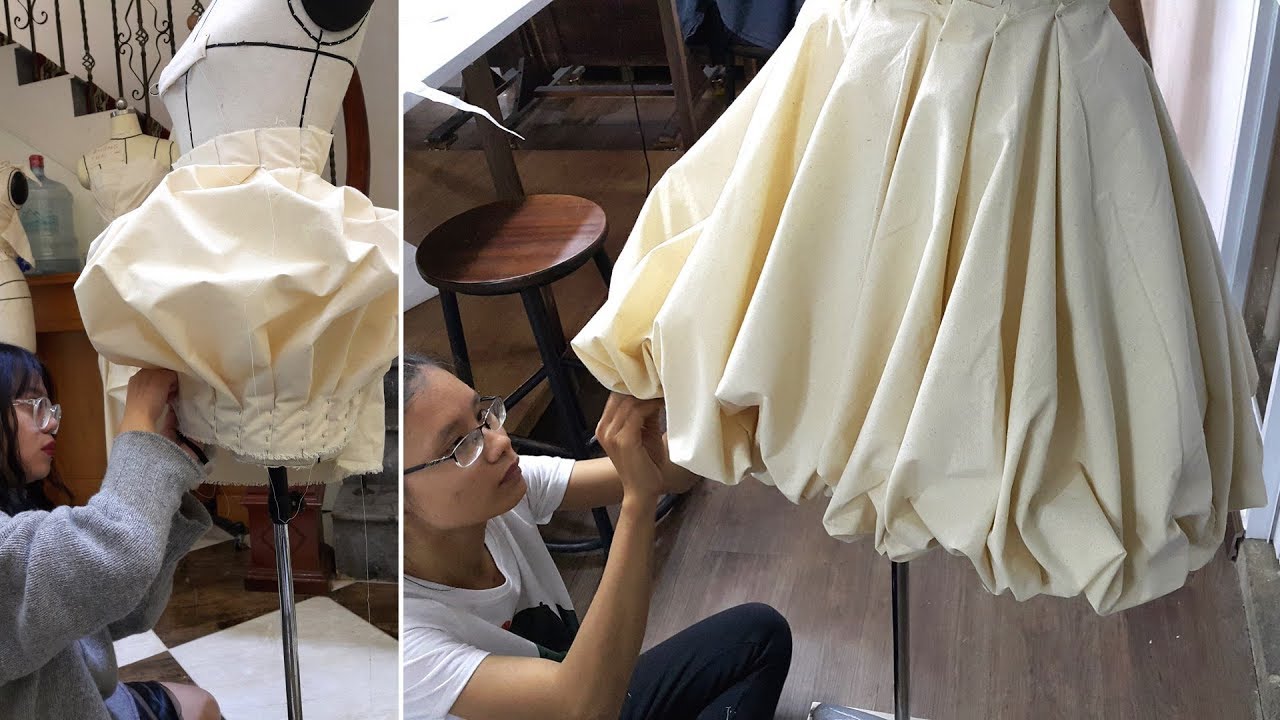 Draping balloon skirt