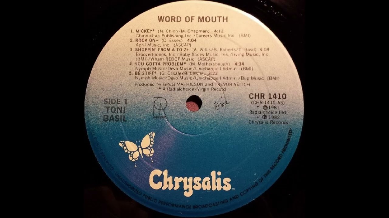 A5  Be Stiff   - Toni Basil – Word Of Mouth - 1982 USA Vinyl Rip HQ Audio