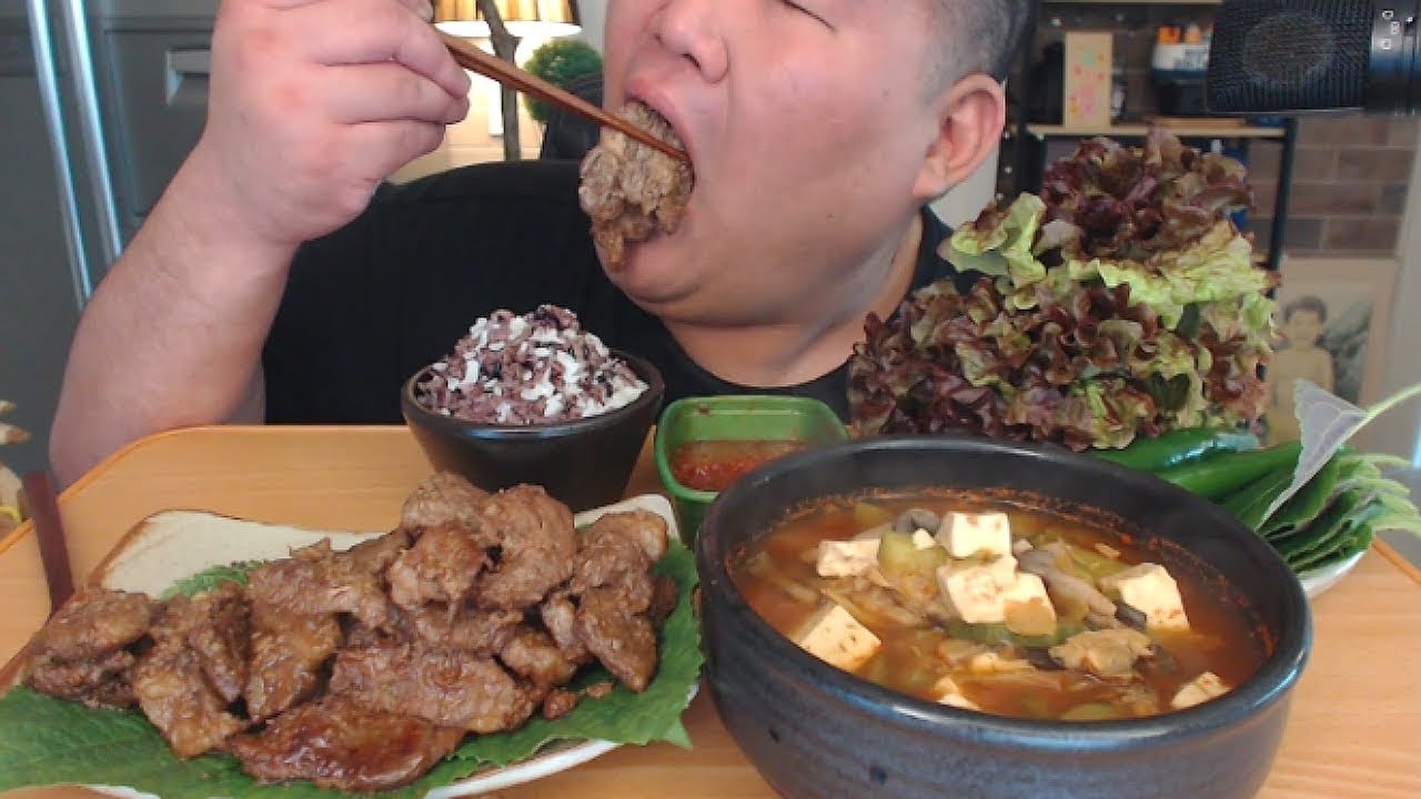 돼지갈비 와 된장찌개 쿡 먹방 입니다. Soybean paste stew, korean style pork ribs. Mukbang