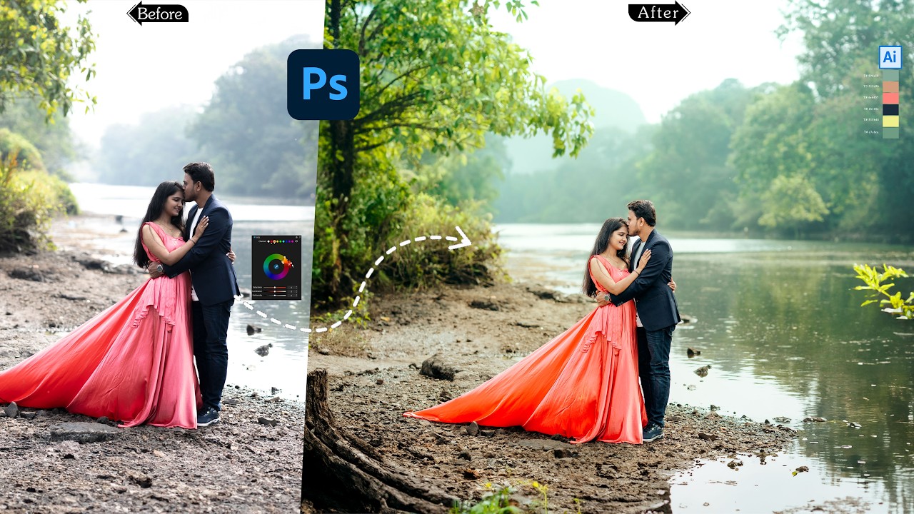 How to Edit Pre-Wedding Photos in Photoshop | Cinematic Color Grading Tutorial 2026 [ Hindi ]