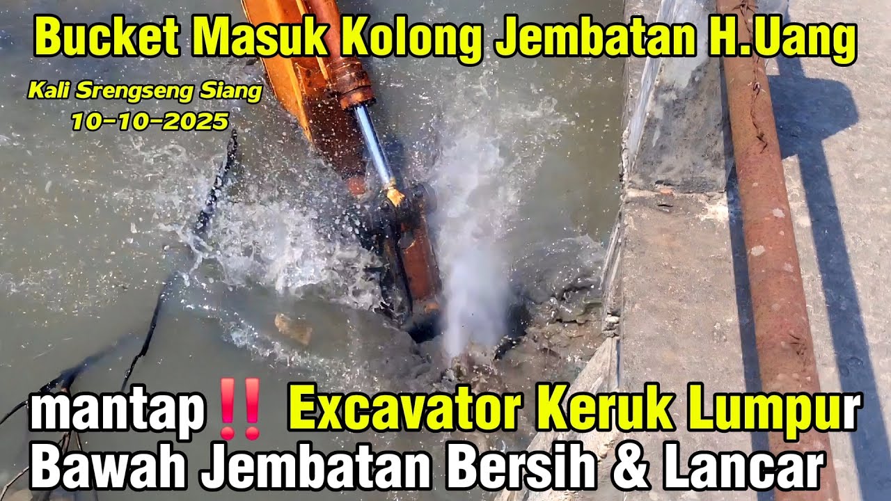 Mantap‼️ Excavator Keruk Lumpur Bawah Jembatan Bersih & Aliran Air  Lancar Jaya #dedimulyadi