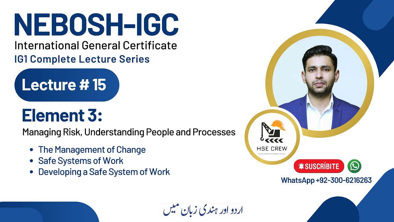 NEBOSH IGC Lecture 15 (Element 3.5 & 3.6) | The Management of Change & Safe Systems of Work