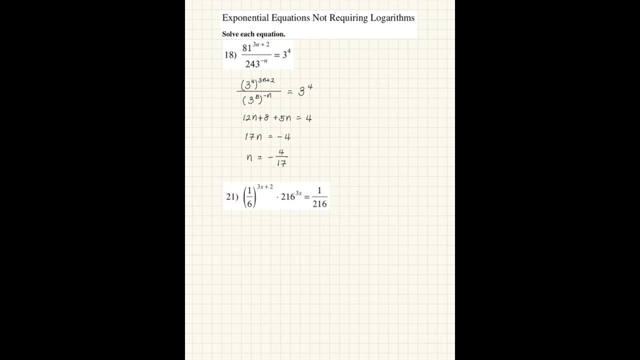Exponential Equations Without Logarithms #4 | Solve Using Base Matching and Fractional Exponents