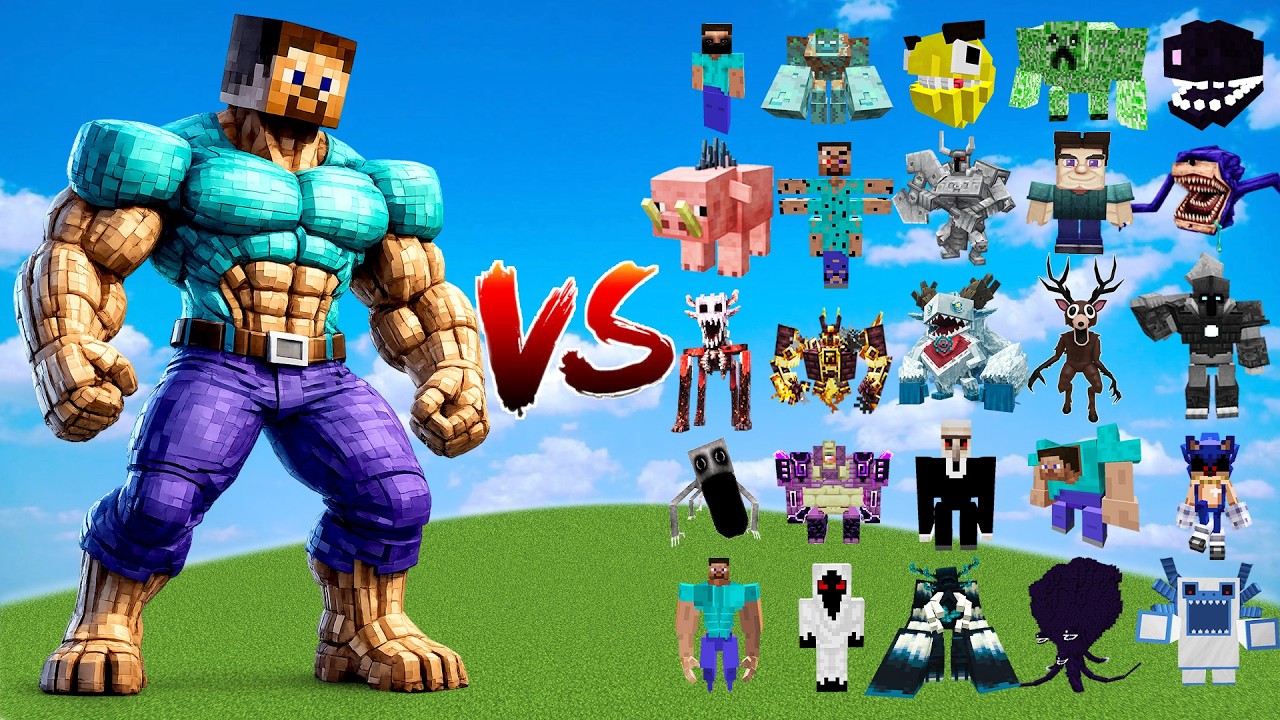 TITAN STEVE vs All Minecraft Bosses | Minecraft Mob Battle