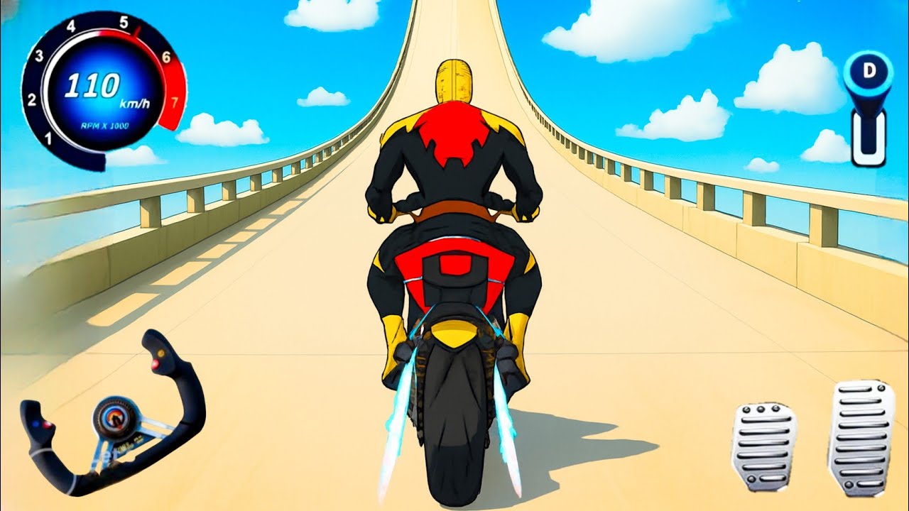 Extreme Motor bike mega Ramp Racing Stunts - High Speed, Big Jumps, Mega Fun bike Race Gameplay