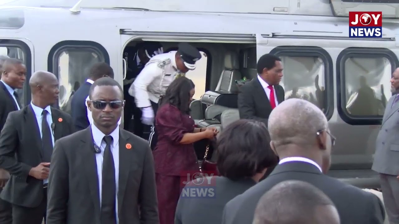 President Mahama and First Lady arrive hand in hand in Zambia for their 3-day state visit.
