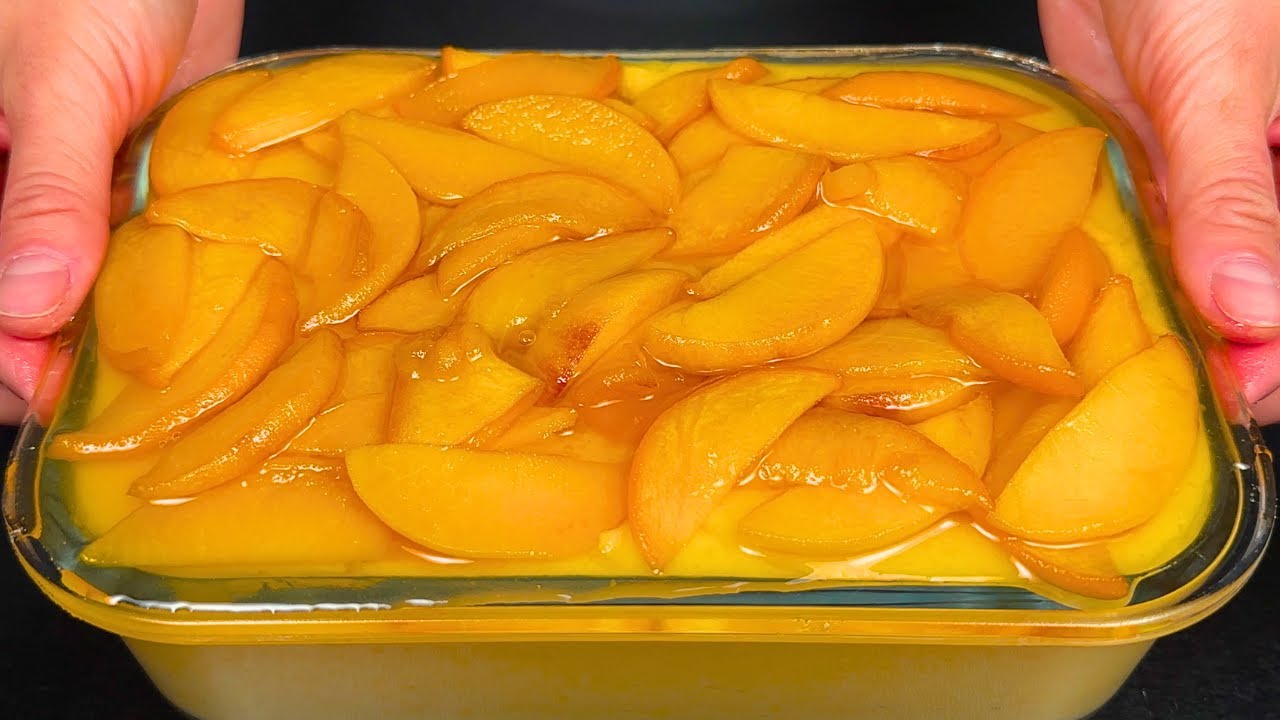 Только молоко и персики! Самый вкусный домашний десерт за 10 минут! без выпечки!