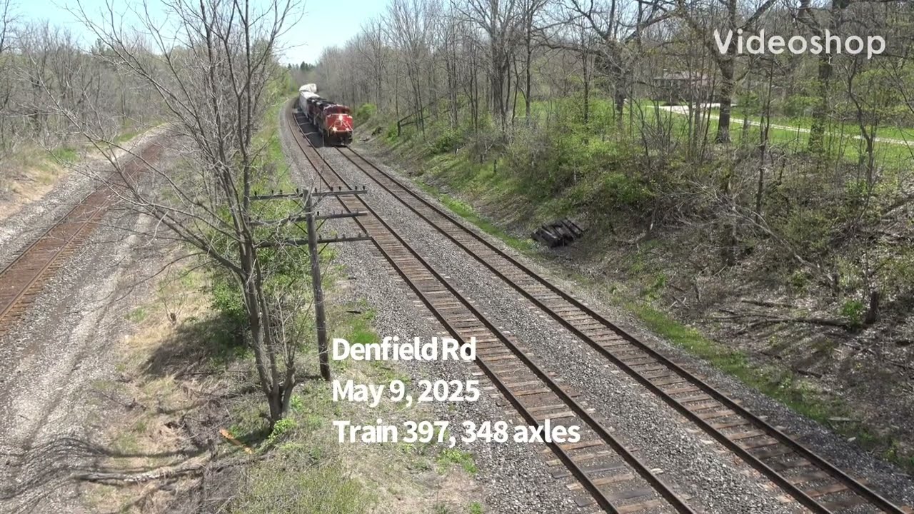 Denfield Rd bridge. CN railway train 397 w / 348 axles. Power by 8930 & 8842.