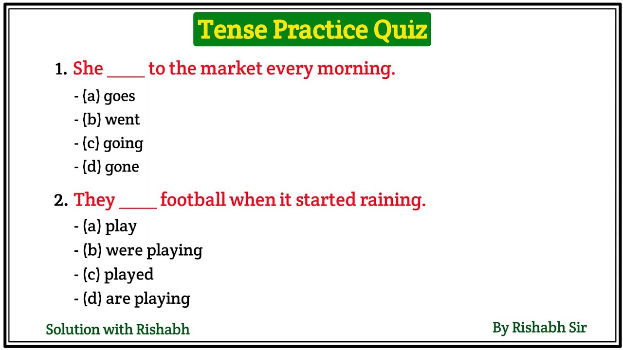 Tense Practice Set Exercise | Tense Quiz | Choose the correct form of verbs | Fill in the blanks