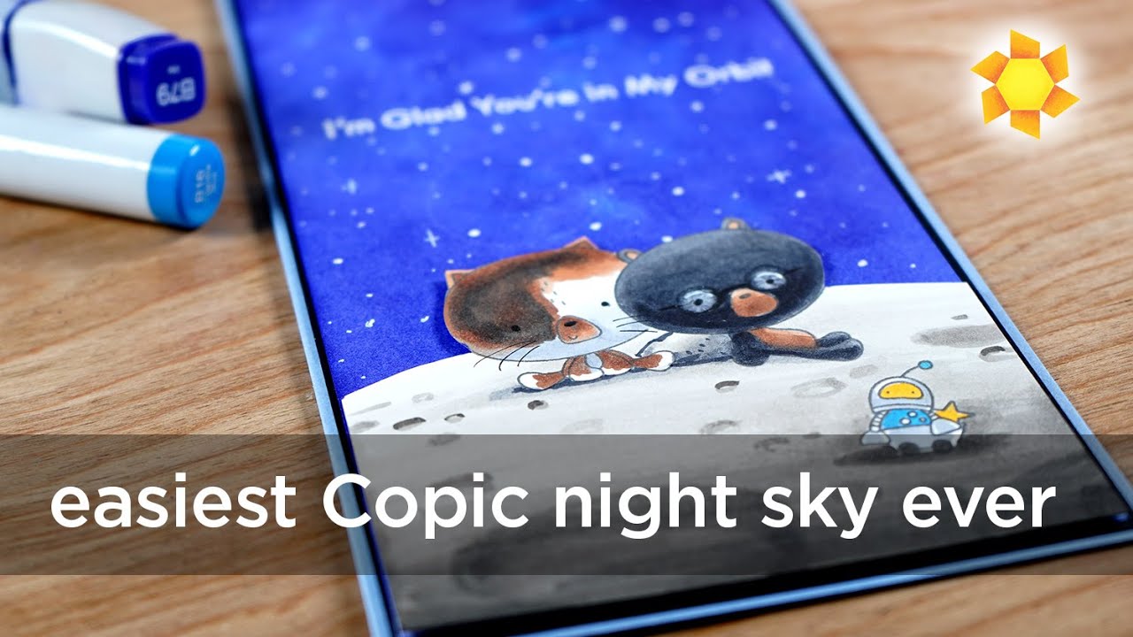 Easiest alcohol marker night sky background technique ever - no streaks!