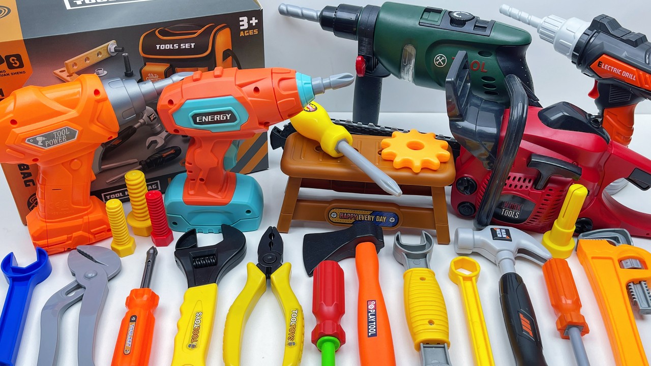 14-minute unboxing: Drill, chainsaw, and toolbox all included; immersive engineering experience.