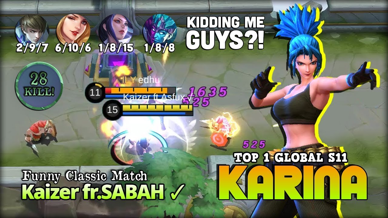 28 Kill Leona a.k.a Karina Try Hard Carry Mode! Kaizer fr.SABAH ✓ ~ Mobile Legends
