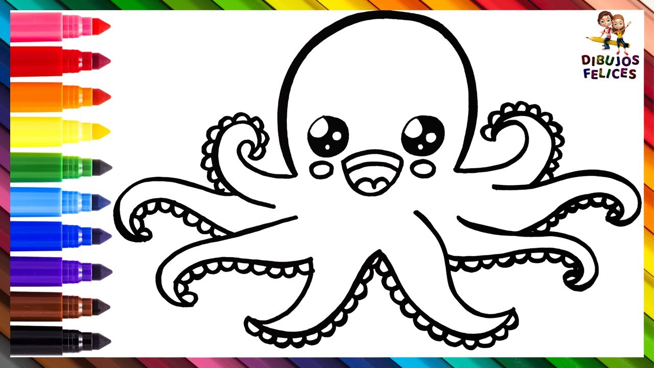 Dibuja y Colorea Un Pulpo Arcoiris 🐙🌈 Dibujos Para Niños