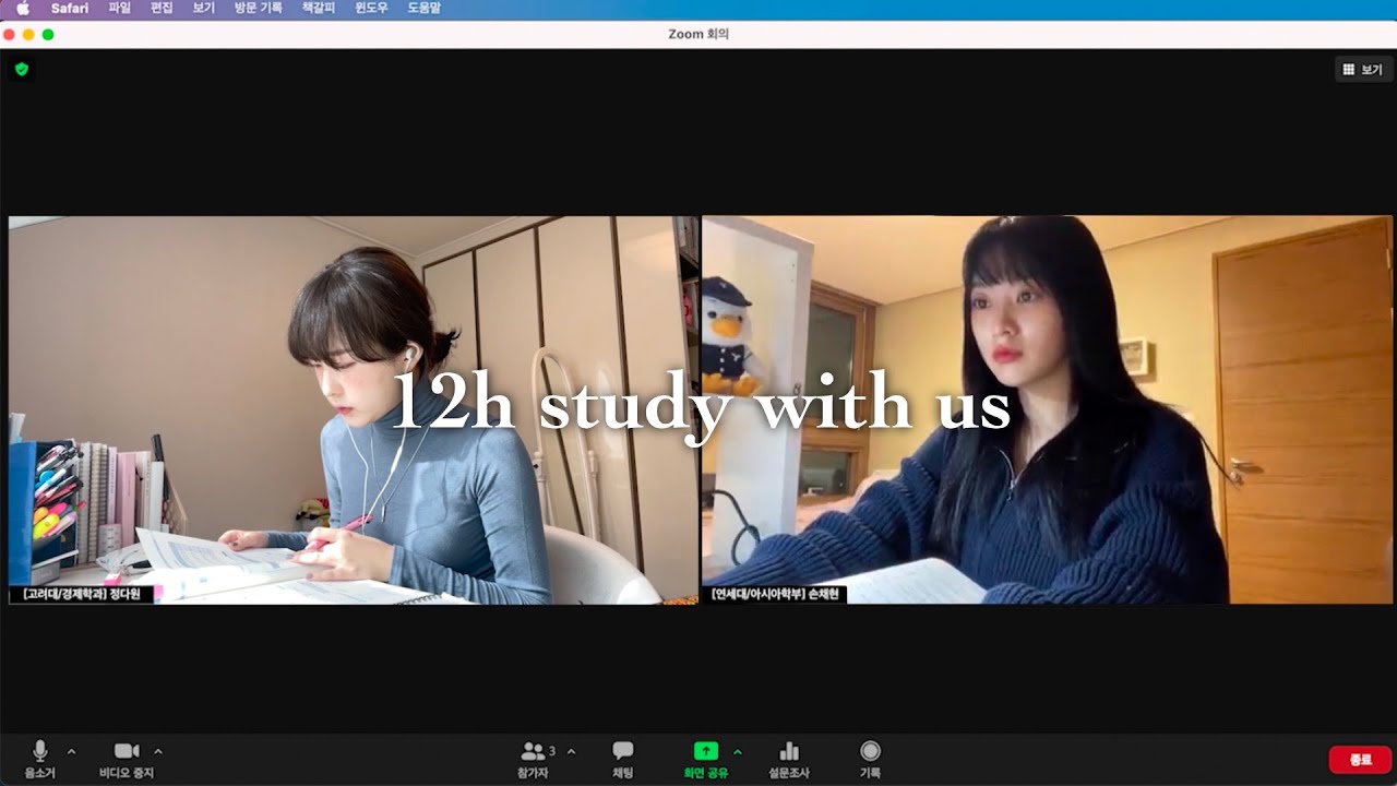 연고대생이랑 줌터디하자📚 | 12시간 스터디윗미 STUDYWITHUS