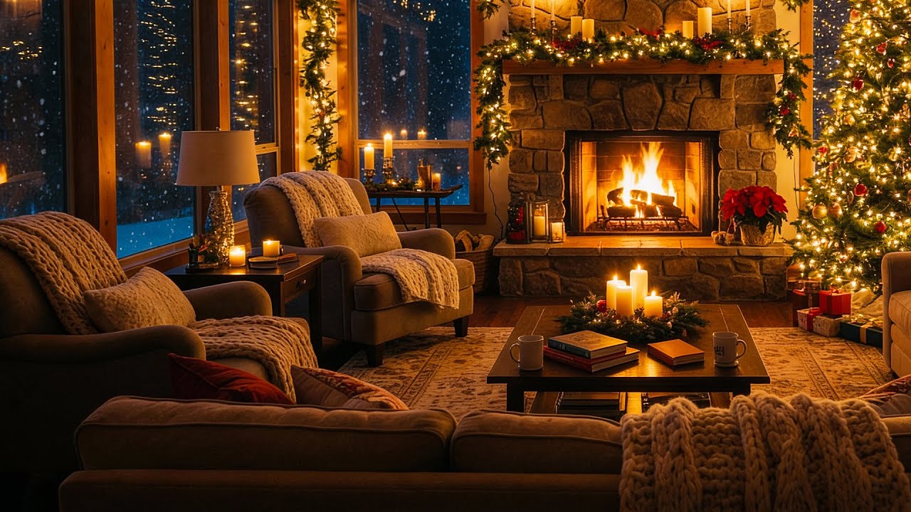 Soothing Christmas Jazz & Fireplace Ambience 🔥 Warm Holiday Music for Focus