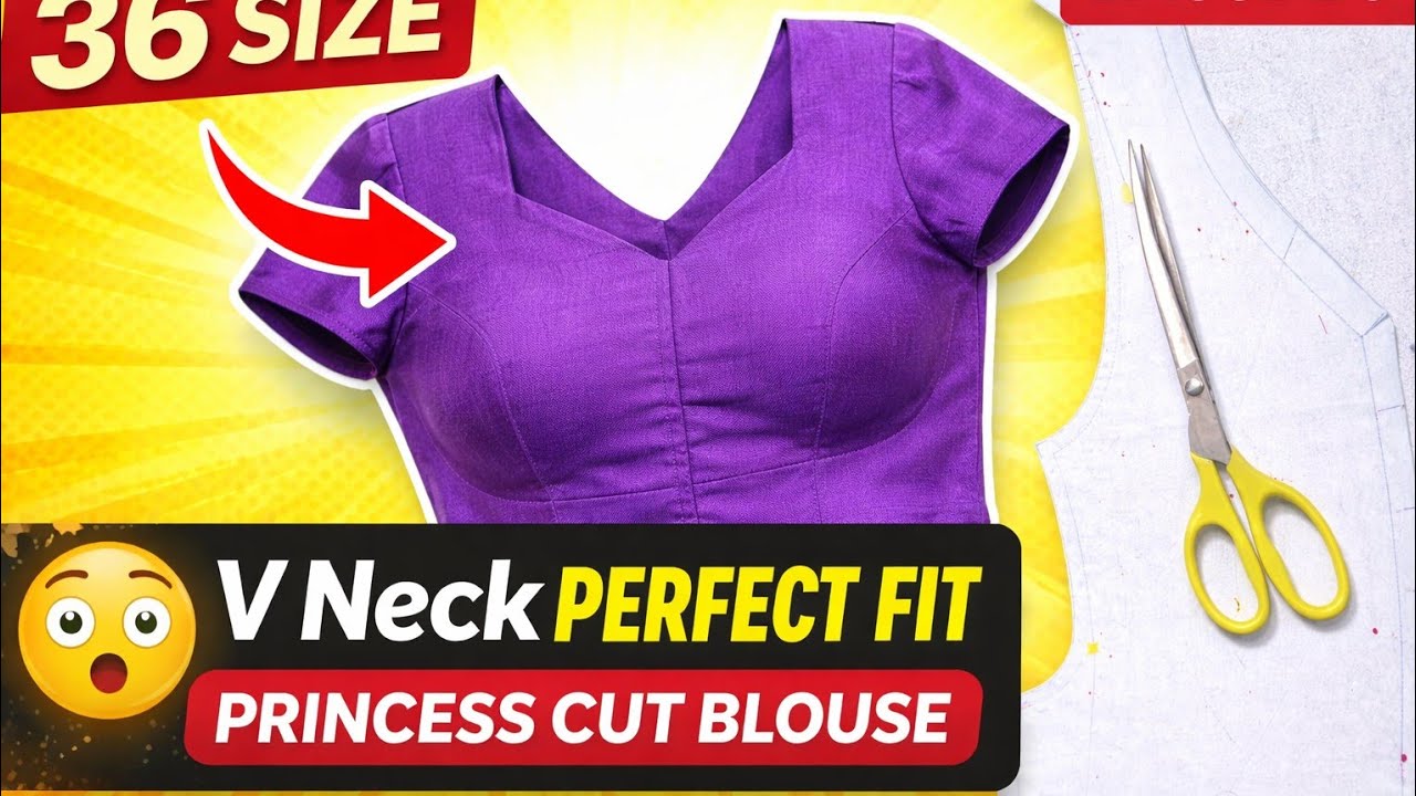 👉 V Neck Princess Cut Blouse Cutting सही तरीके से | Perfect Shape Blouse | Episode 5
