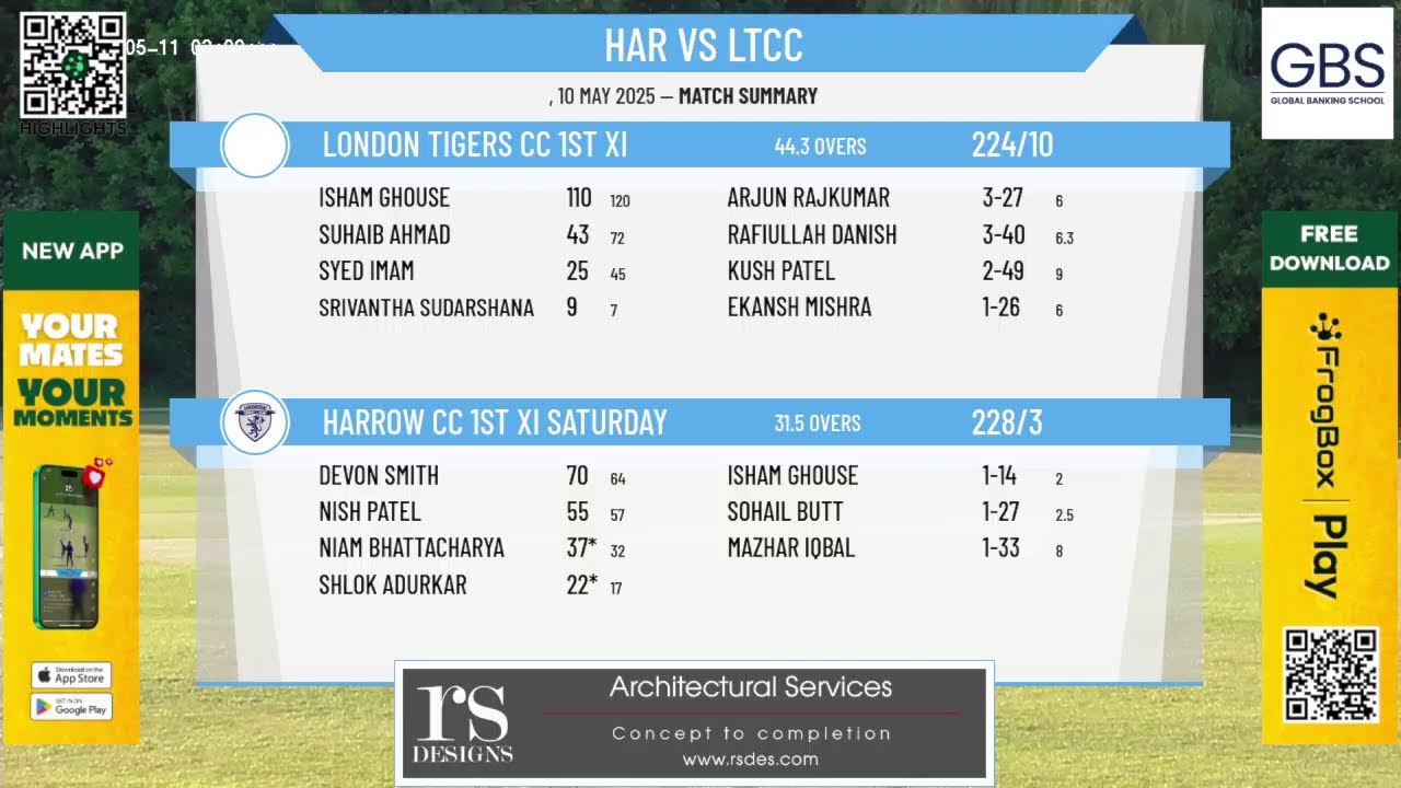 Harrow CC 1st XI Saturday v London Tigers CC 1st XI