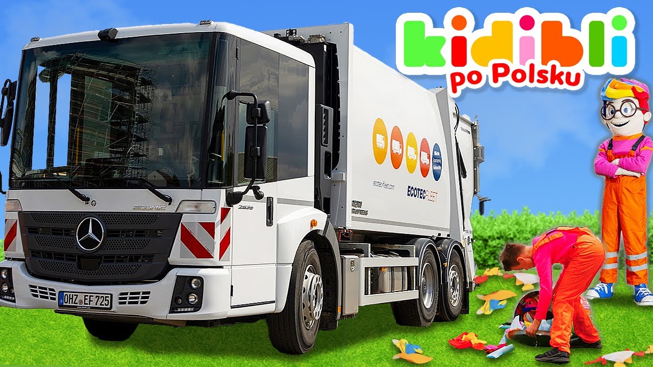 🚛 Dzieciaki robią recykling za pomocą śmieciarki   🚜♻ Dzieci udają, że się bawią ! ⛑ Kidibli