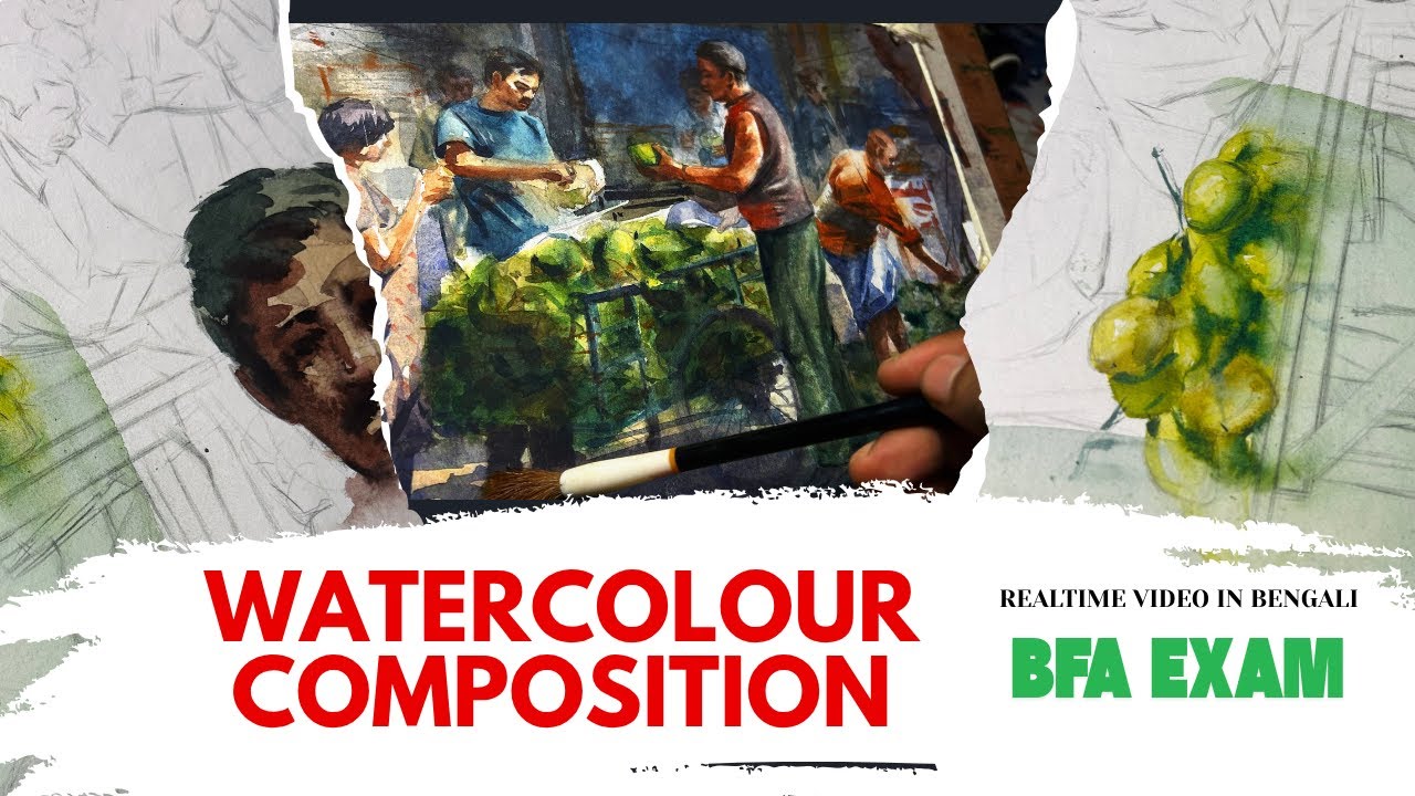 watercolour composition / easy watercolour step by step | BFA entrance exam / surajit art work 