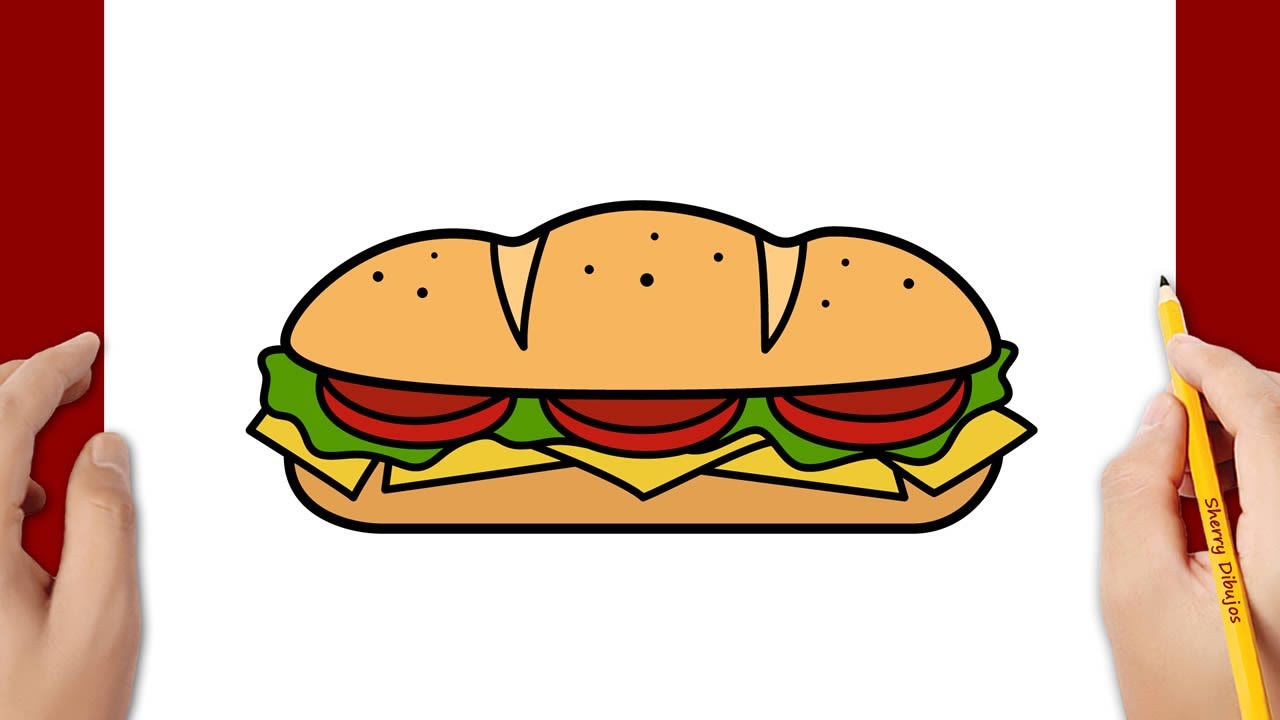 Cómo dibujar un sándwich facile | Bocadillo dibujo | Dibujos Fáciles