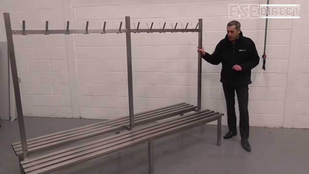 Stainless steel changing room bench great for use poolside.