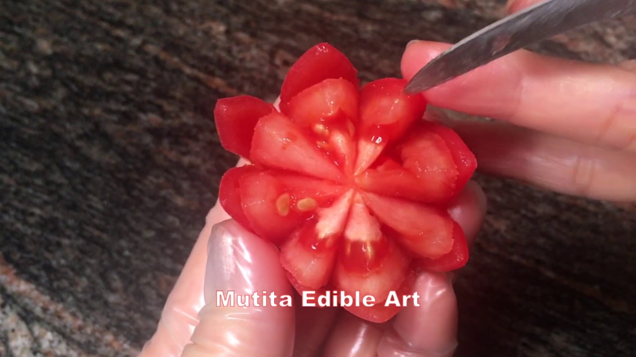 Tomato Lotus Flower Beginners 42  Mutita Art Video Of Fruit & Vegetable Carving