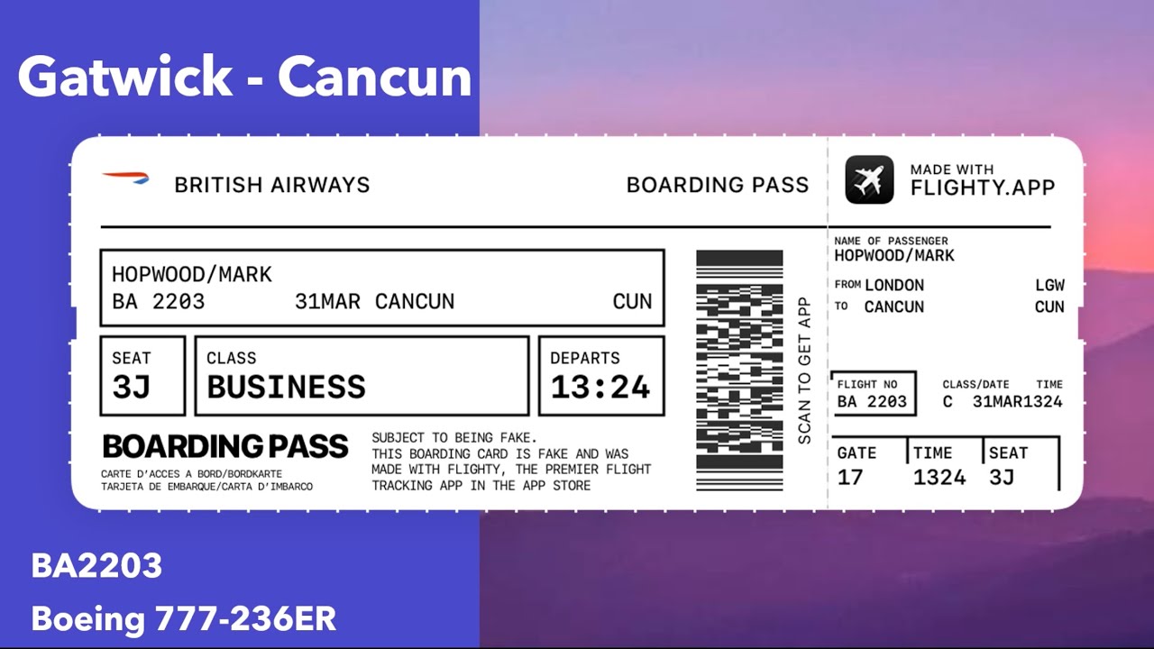 BA Club World London Gatwick to Cancun on a 777. A flight review with a transit twist at the end.