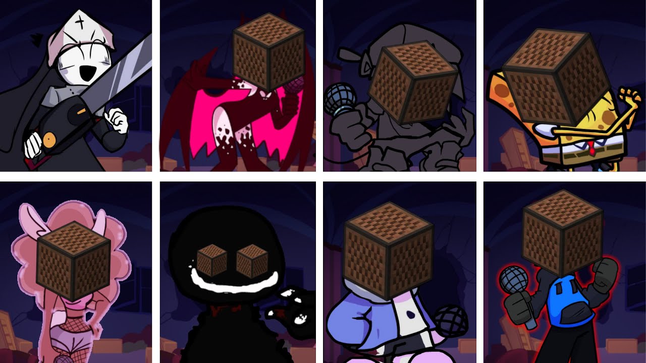Everyone Sings Crucify! | Crucify but Every Turn a Different Note Block Cover is Used | FNF