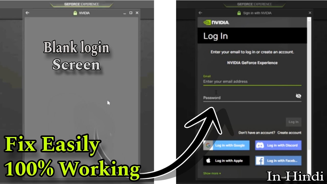 NVIDIA GeForce Experience Blank login screen problem Fix Easily in Hindi