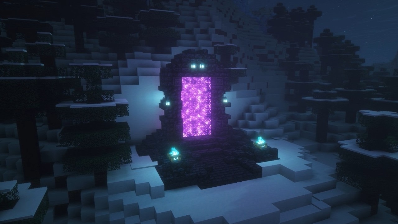 Winter Blackstone Nether Portal! #minecraft #minecraftbeauty #minecraftguide