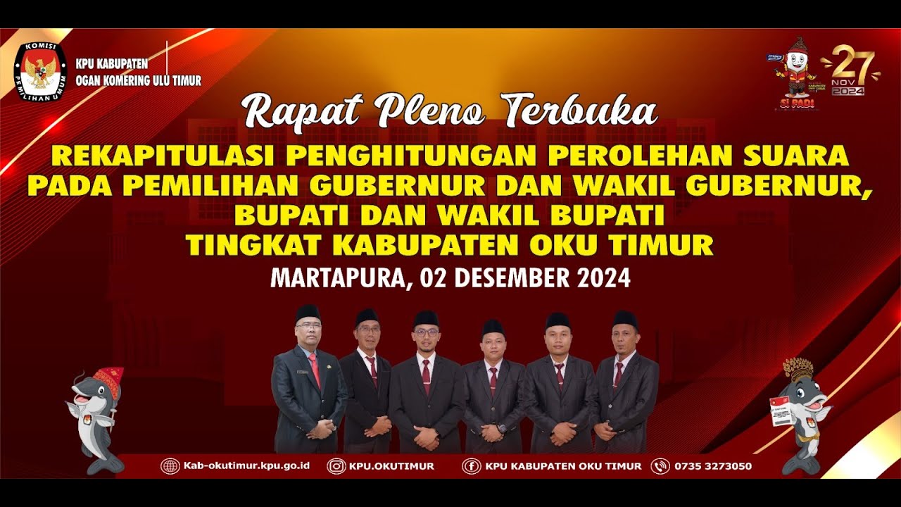 RAPAT PLENO TERBUKA - REKAPITULASI PENGHITUNGAN SUARA PILKADA 2024 - TINGKAT KABUPATEN OKU TIMUR #1