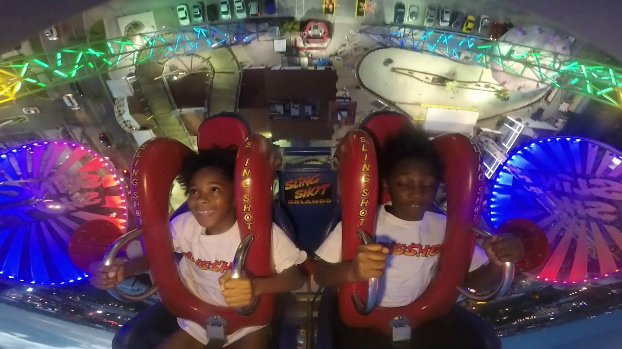 Aleicia and Danese sling shot ride in Orlando Florida's Magical Midway 2017 (2nd Round)
