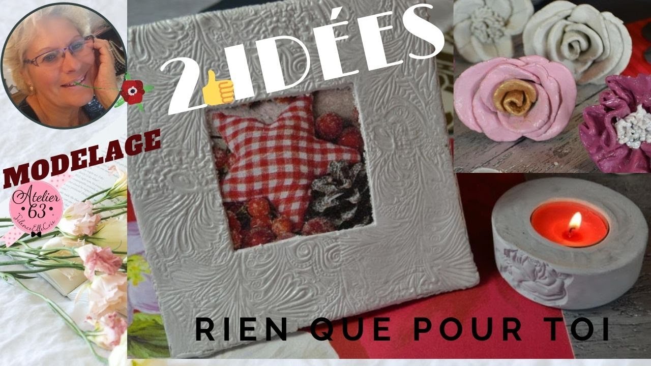 PATE SECHANT A L AIR, CADRE ET FLEURS DECO  NOEL☆ Modelage Tutoriel LOISIRS CREATIFS ©A63