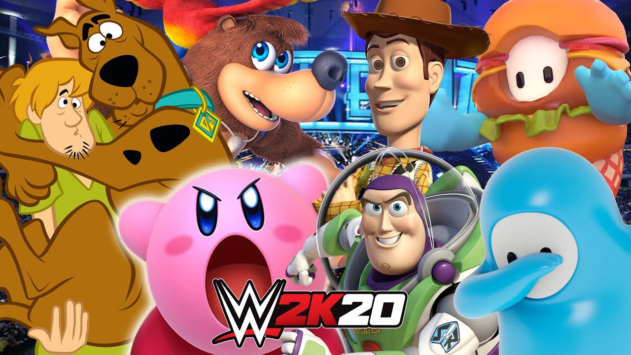 FALL GUYS vs SMASH BROS vs TOY STORY vs SCOOBY DOO | WWE 2K20 ELIMINATION MATCH