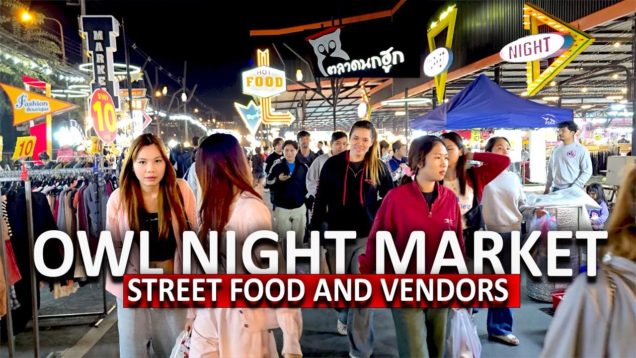 [4k 🇹🇭] Night walk at Owl Market Nonthaburi | Thai street food shopping & Local night life