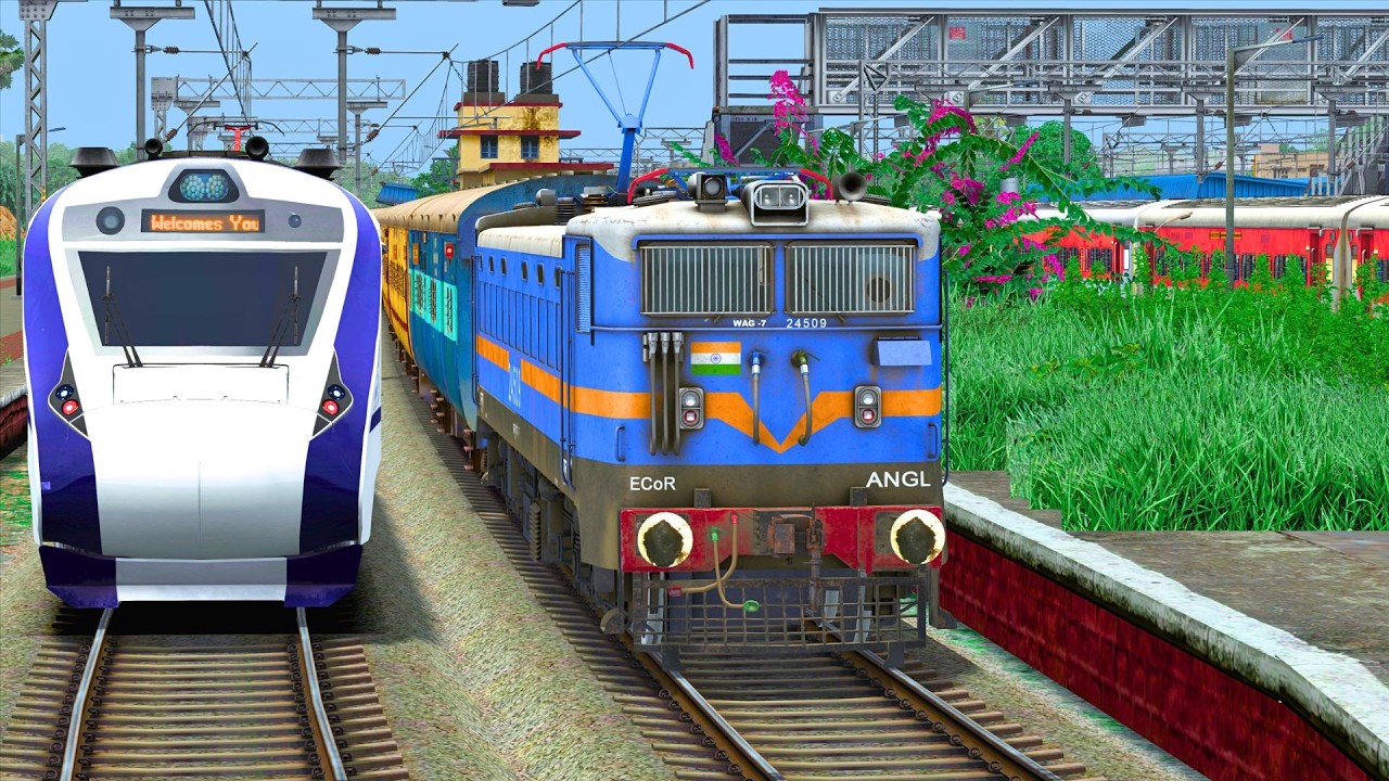 LHB TRAIN VANDE BHARAT CROSSING ICF TRAIN | BUMPY RAILROAD | Train Simulator | Railwork | NTG GAMING