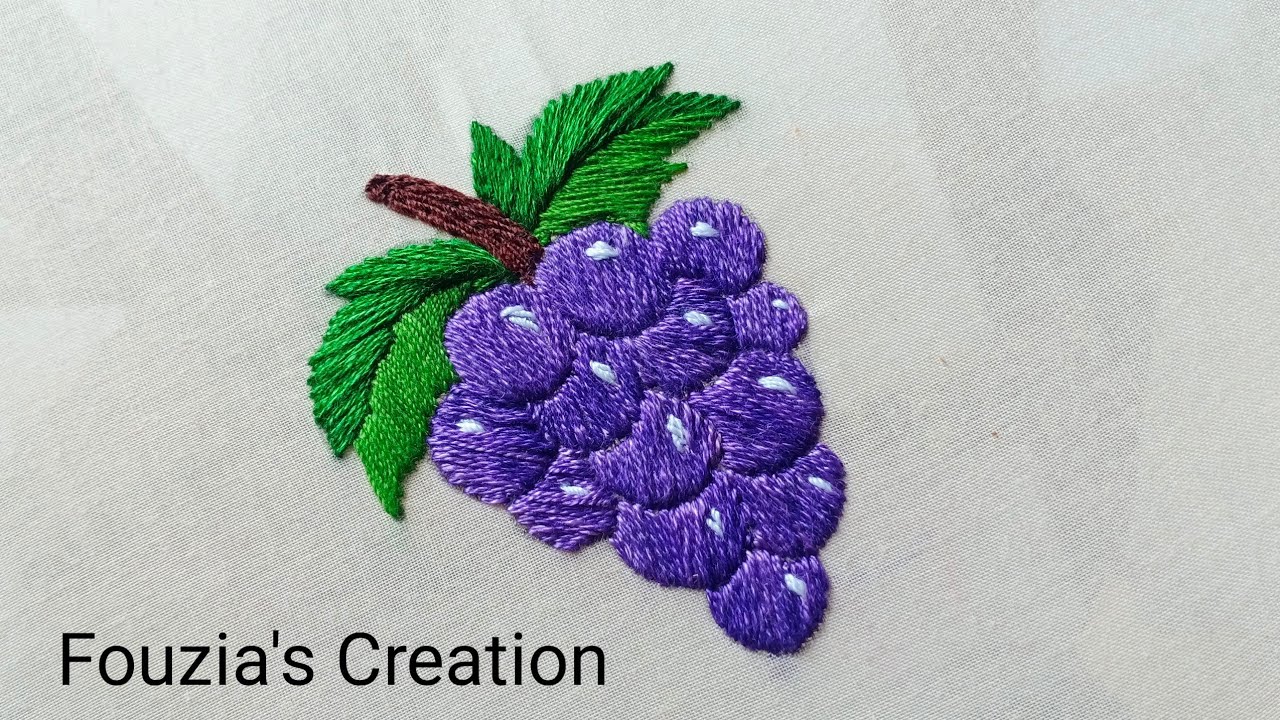 Grape Embroidery Design 🍇🍇 Satin Stitch - Hand Embroidery