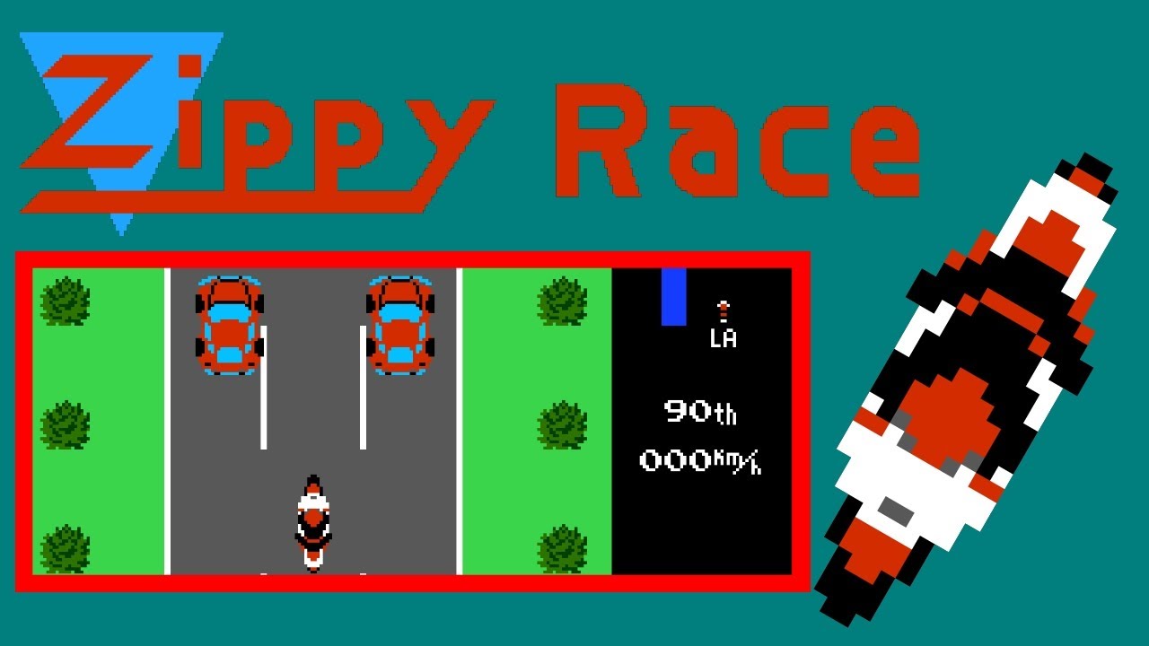 Zippy Race (Famicom, 1985) &mdash; sesja wyścig&oacute;w motocyklowych dla 1 gracza na motocyklach o pojemnośc...