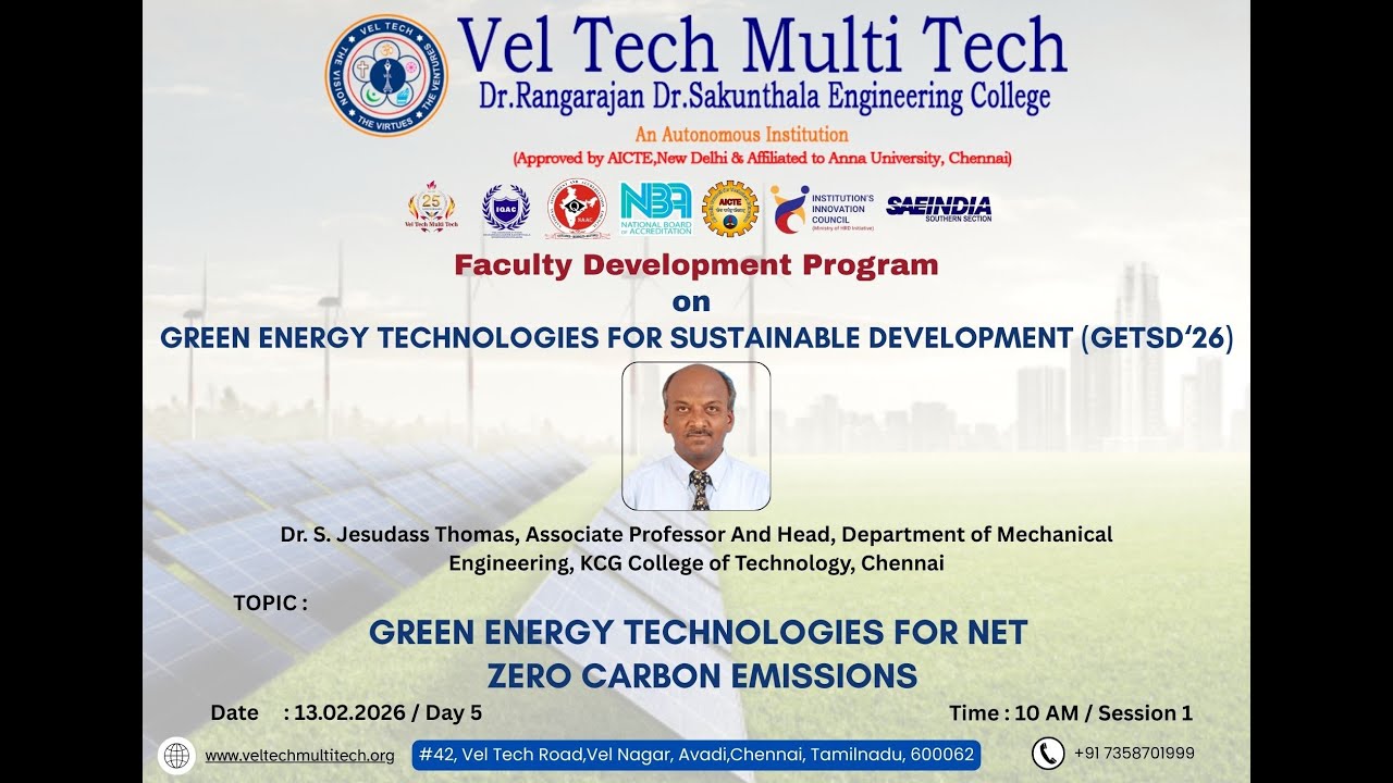 Online FDP - Green Energy Technologies for Sustainable Development (GETSD'26) Day 5 Session 8