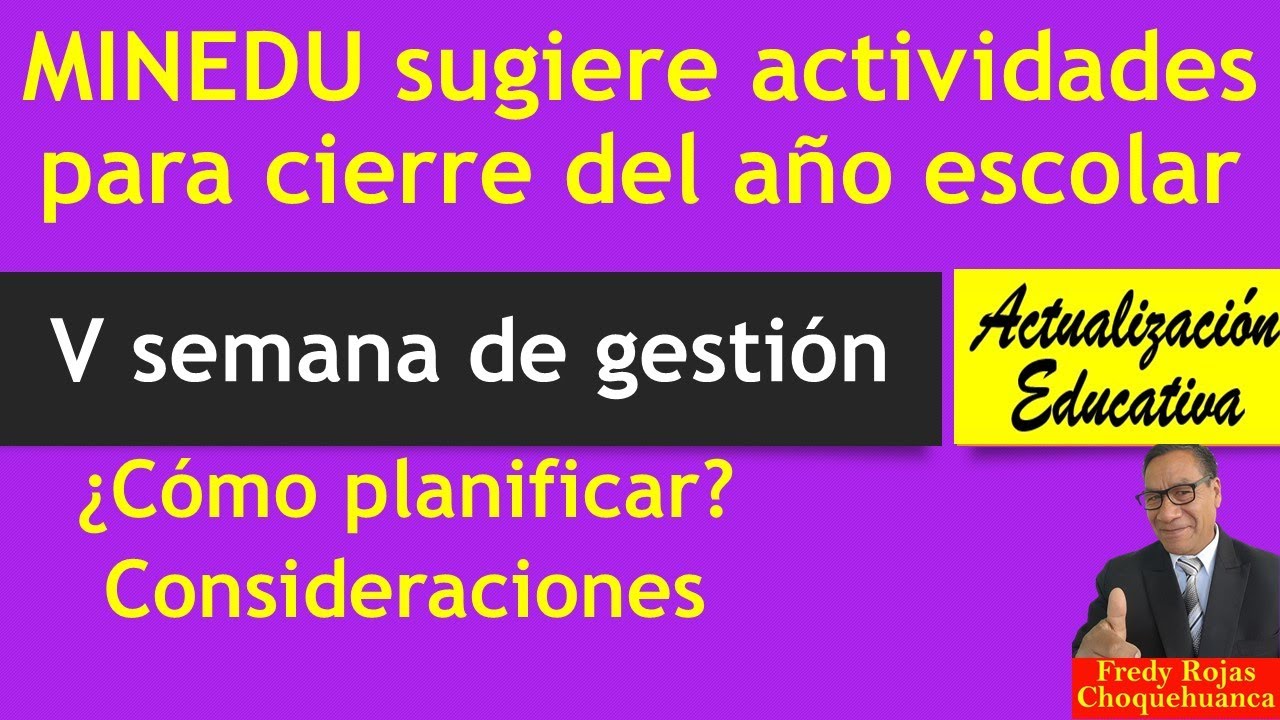 Actividades para la V semana de gestión sugeridas por MINEDU