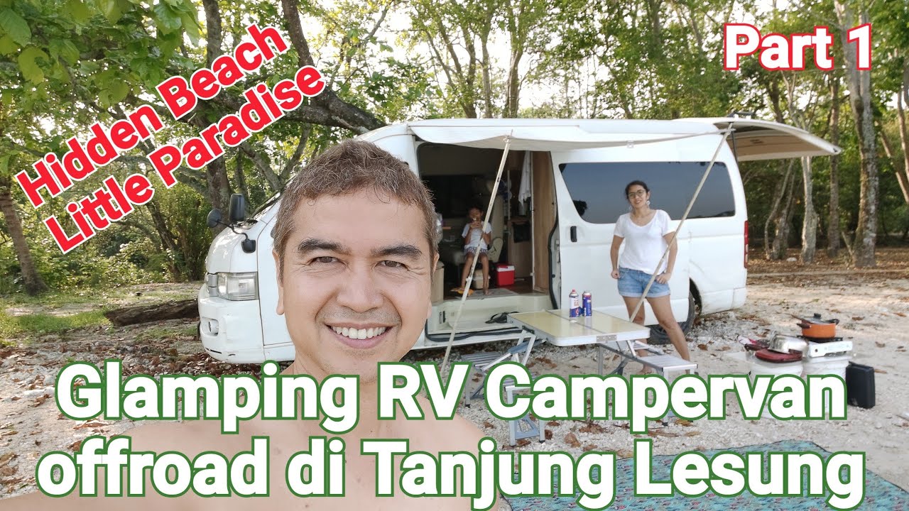 Captain RV Pilot Campervan, offroad melewati Hutan tiba di Pantai Super Indah Hidden Paradise