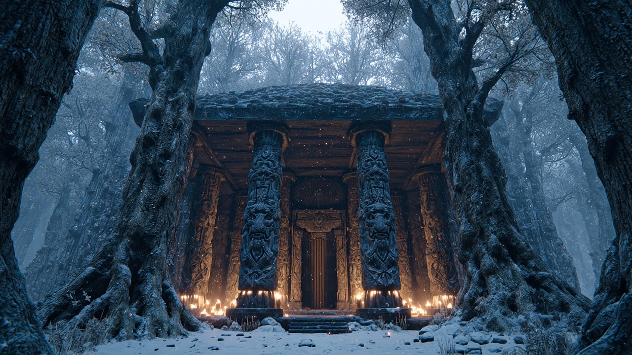 Quiet Winter Over Stone Cottages | Medieval Fantasy Music for Calm & Inner Peace