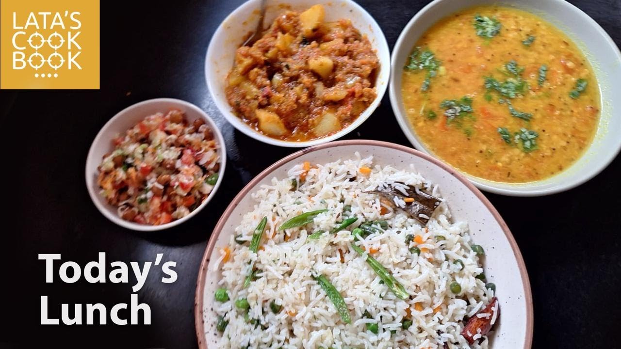 Todays Lunch -இன்னிக்கி என்ன சமையல் ?  White Pulao, Potato Onion Gravy, Daal and salad