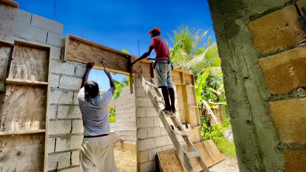Working with manblue|| Putting up the boxing for || columns & lintel ||